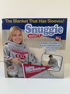 Snuggie Varsity Grey Sleeve Blanket Boxed
